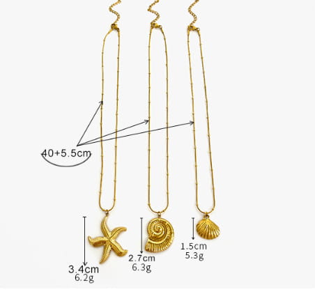 Stainless Steel Ocean Elements Cold Real Gold Electroplated Color Necklace