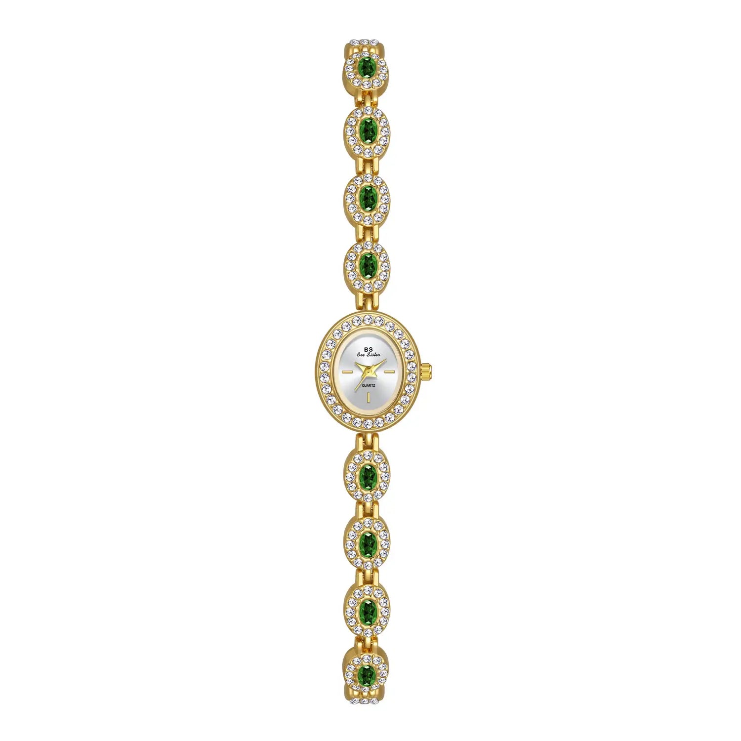Mid-ancient Fashion Oval Colored Gems Rainbow Watch