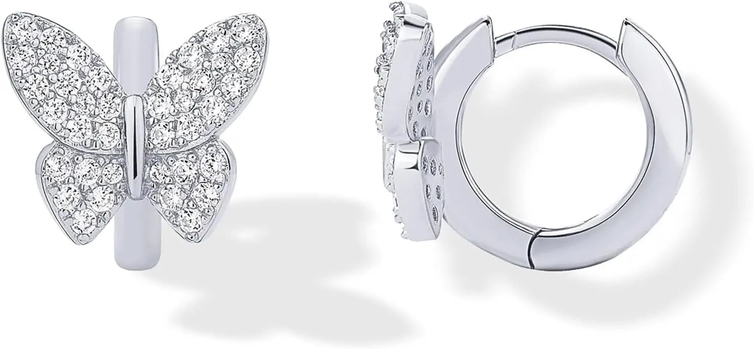 Fashion Copper Inlaid Zirconium Butterfly Ear Ring Niche