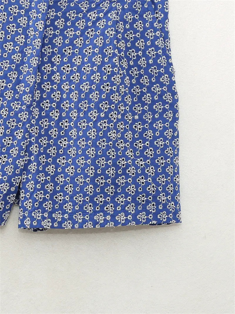 Embroidered High Waist Shorts