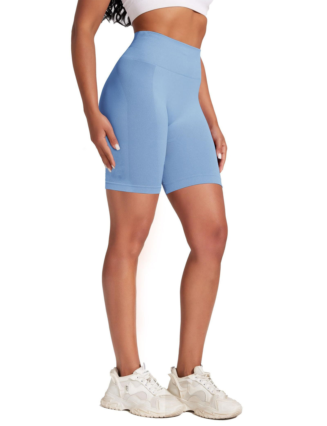 Yoga Pants - Five Points High Waist Seamless Solid Color Haze Blue - Norellé