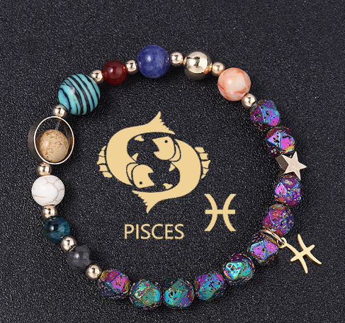 Natural Volcanic Rock Electroplating Twelve Constellations Bracelets - Norellé