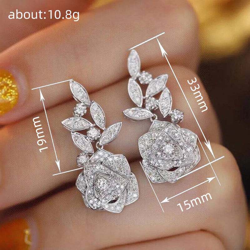 Flower Rose Earrings For Women Shiny - Norellé