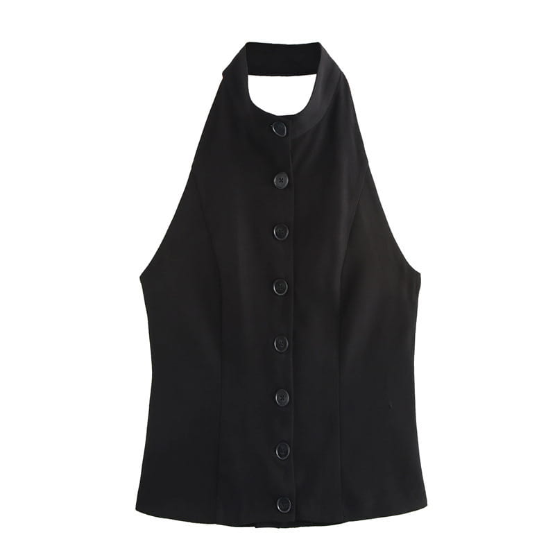 Halter Vest Slit Design Short Skirt