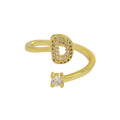 Cute 26 English Letters Open Adjustable Personality Ring - Norellé