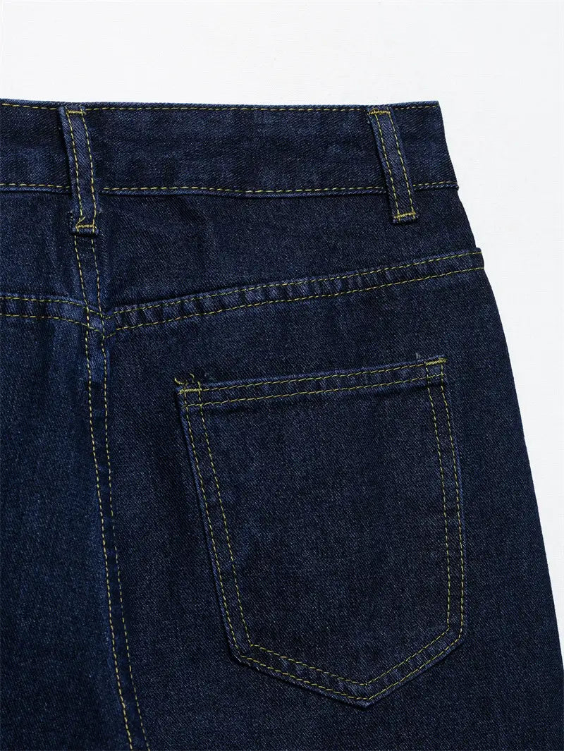 Fashion Loose Blue Denim 2-piece Set Vintage Long Sleeve Shirt Trousers