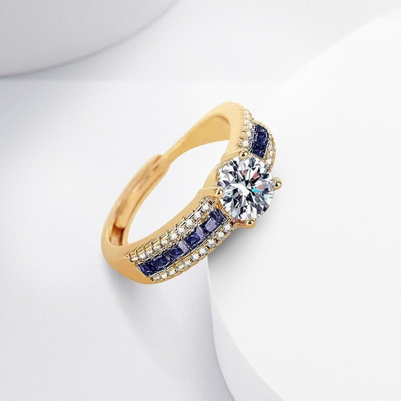 Zircon Micro-inlaid Starry Ring Champagne Gold Diamond Ring For Women - Norellé