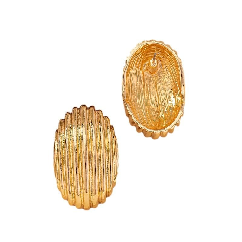 Vintage Crumpled Metal Hollow Semi-circle Earrings