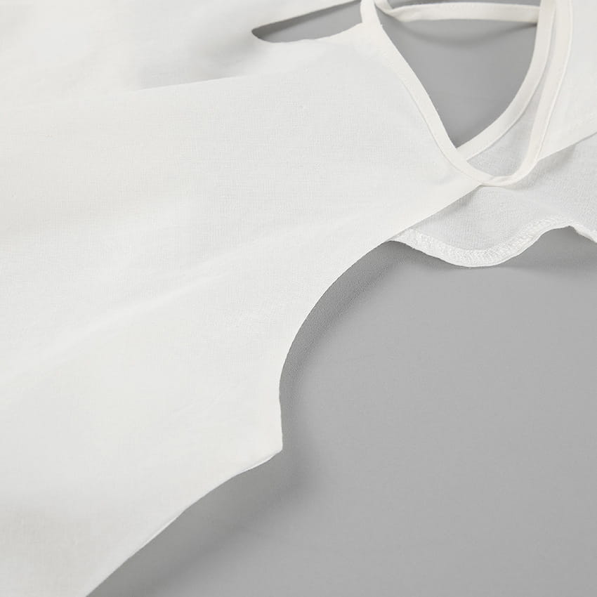 Cotton And Linen V-neck Backless Lace-up Top High Waist Casual Trousers Suit