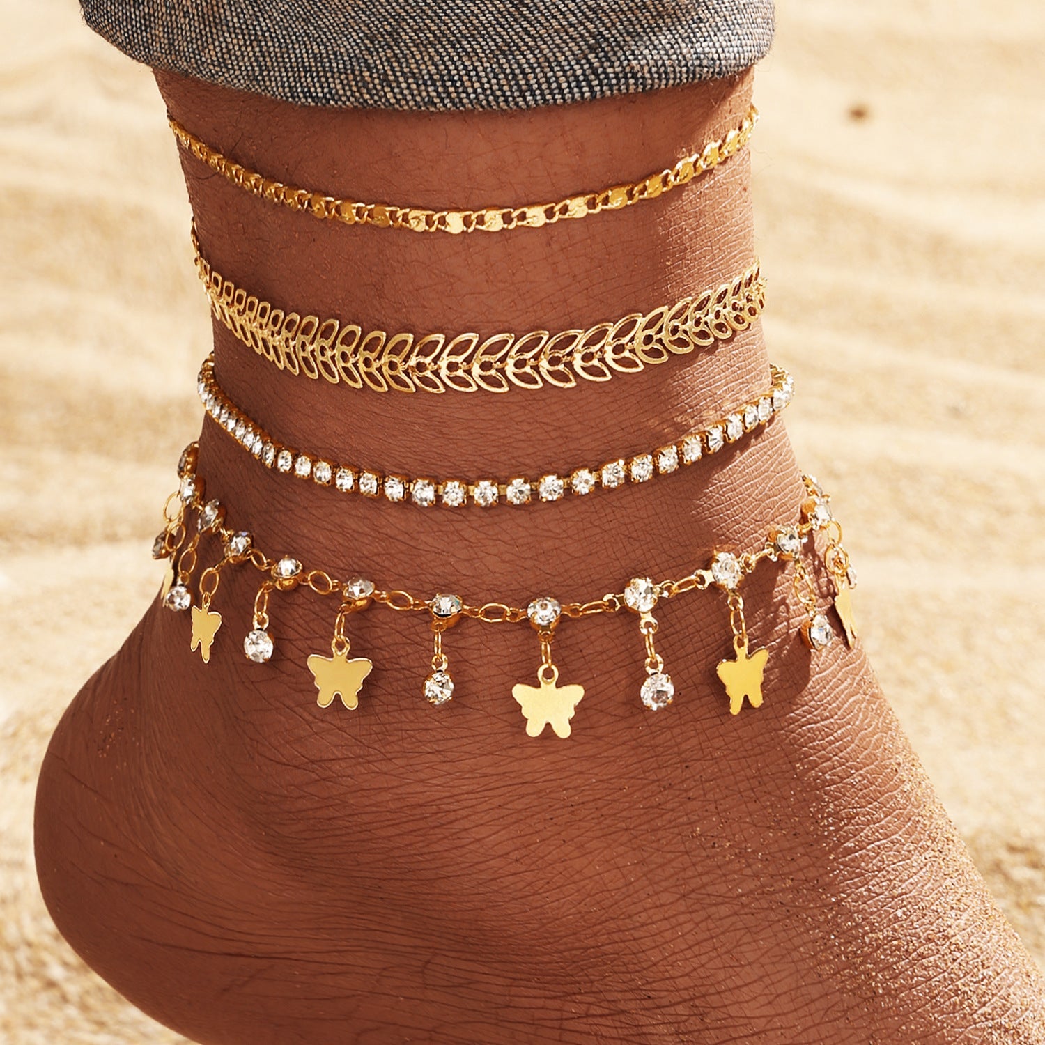 Butterfly Summer Beach Style Anklet Five-piece Set - Norellé