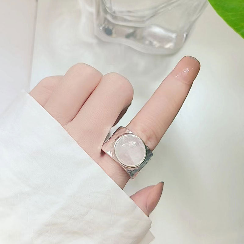 Inlaid Natural Crystal Texture Open Ring - Norellé