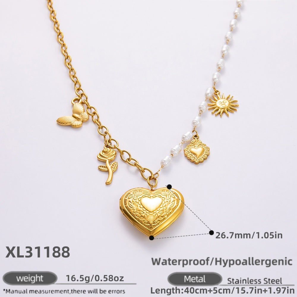 New Stainless Steel 18K Gold Sun Shell Pendant Necklace - Norellé