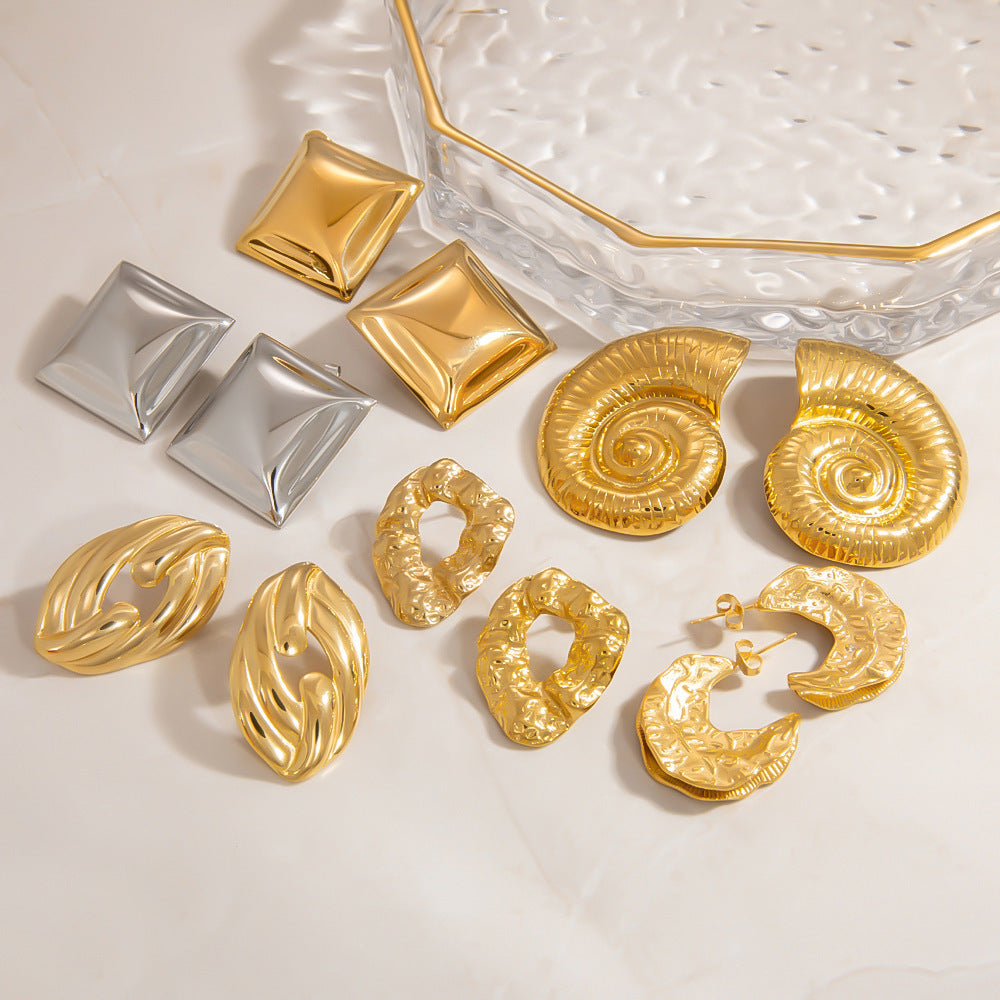 Stainless Steel High-grade 18K Real Gold Irregular Earrings - Norellé