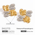 Special-interest Design Contrast Color Plating 18K Real Gold Titanium Steel Ear Studs Female - Norellé