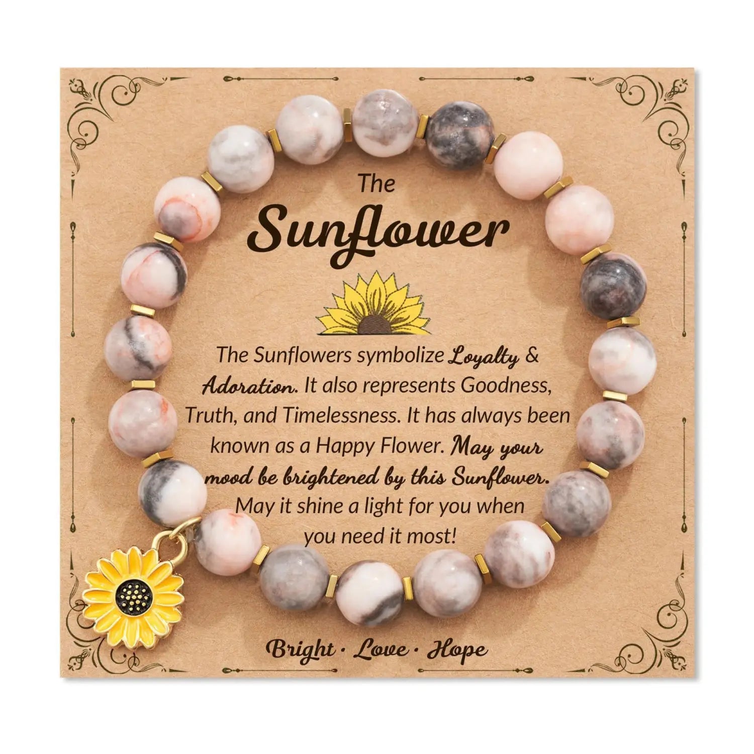 Zebra Sunflower Bracelet Natural Stone