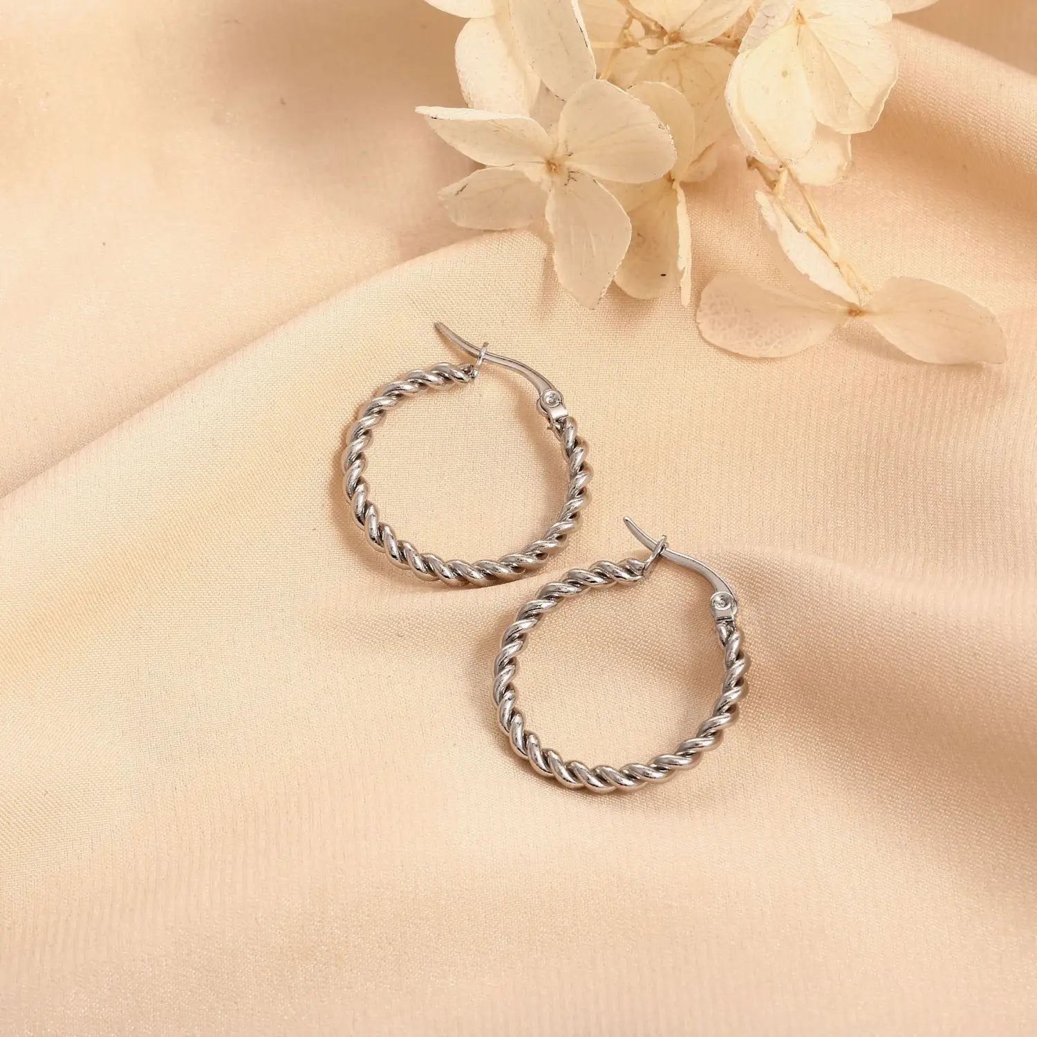 Golden Twist Weave Twisted Wire Hoop Earrings