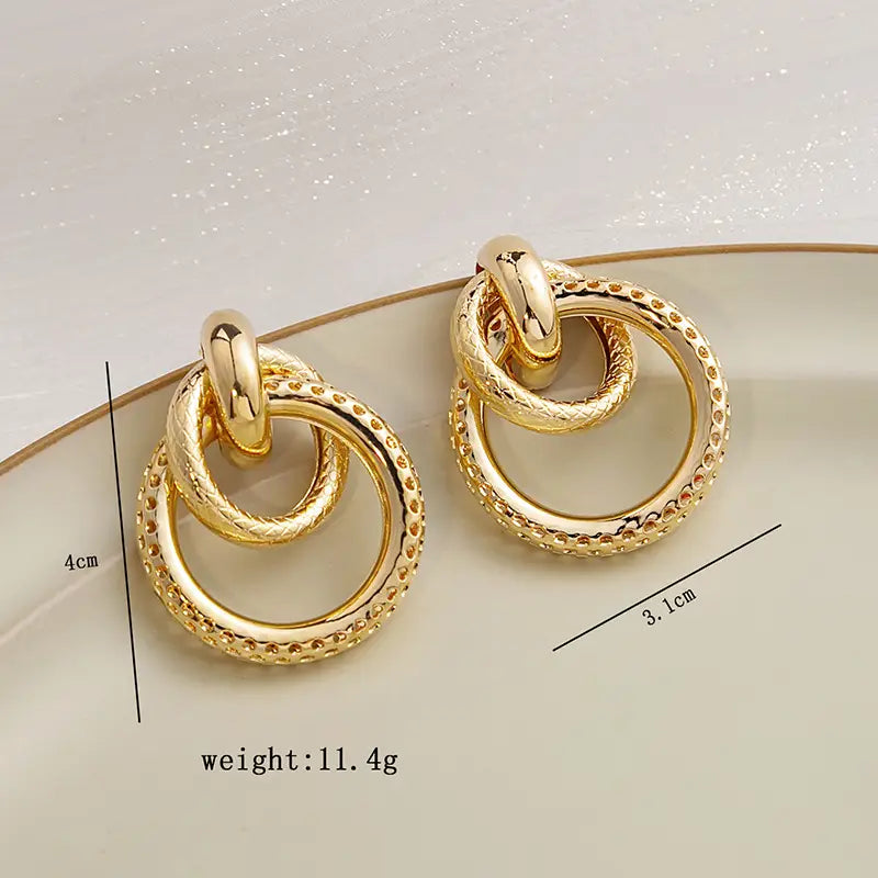 Silver Needle Retro Hoop Earrings