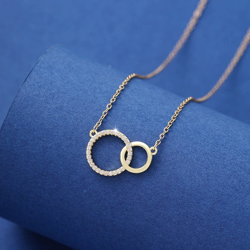 Women's Simple Design Asymmetrical Size Double Ring Clavicle Necklace Versatile - Norellé