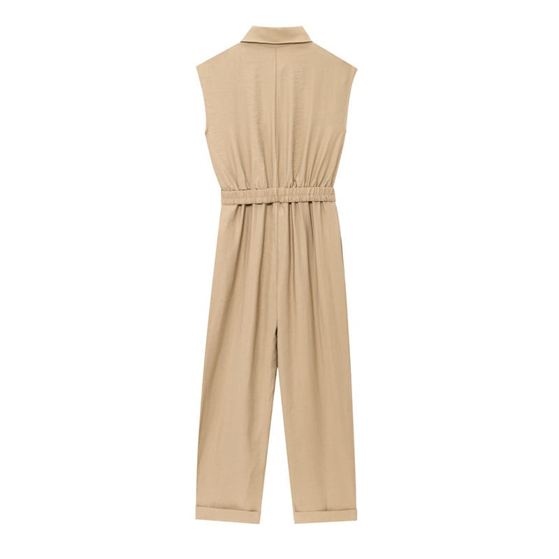 High-grade Sleeveless Slim With Belt Jumpsuit