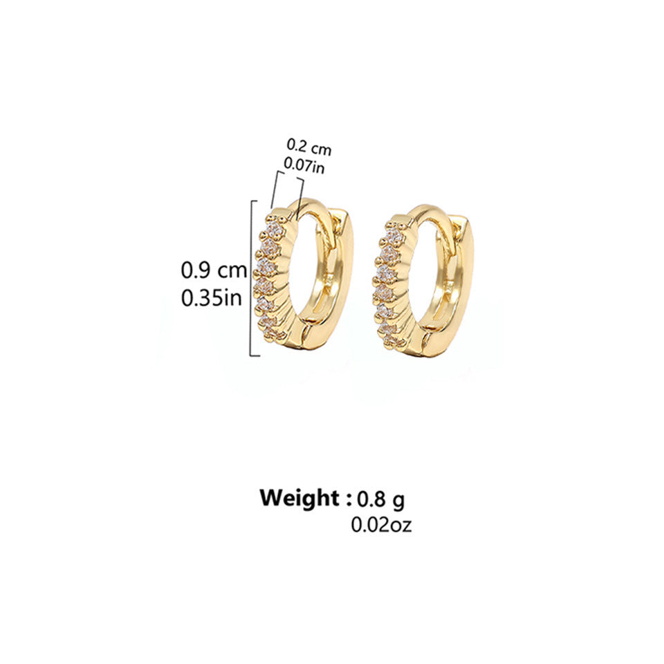 Integrated Rhinestone Zircon Niche Gang Drill Simple Earrings - Norellé