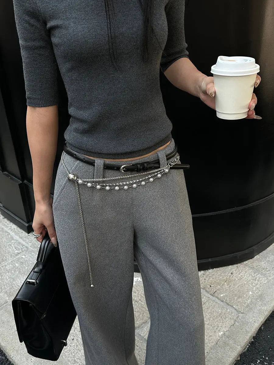 Fashion Silver Pearl Alloy Waist Chain - Norellé