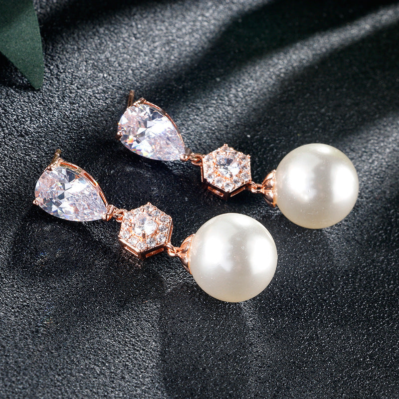Stylish Water Drop Zircon Earrings Elegant - Norellé