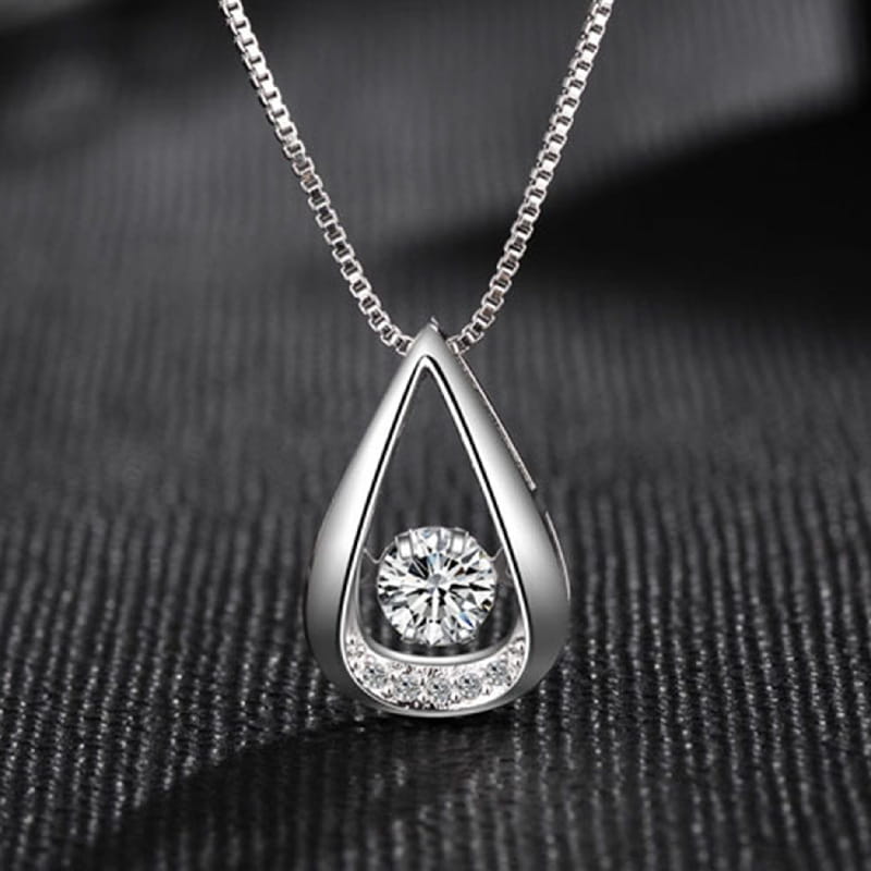 Drop-shaped Diamond-embedded Smart Pendant Necklace
