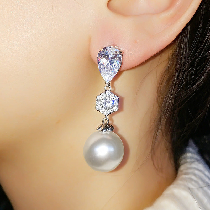 Stylish Water Drop Zircon Earrings Elegant - Norellé