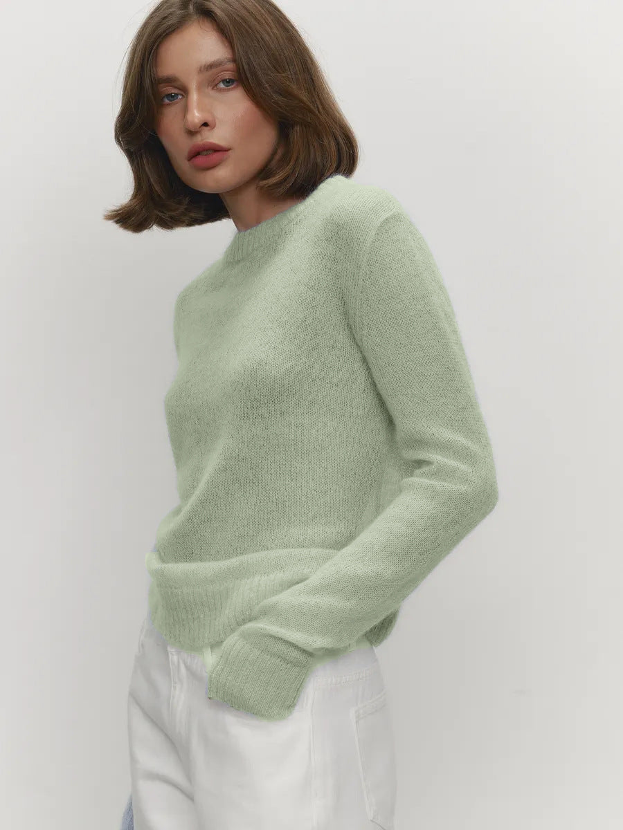 Sweater Blouse Women's Round Neck See-through - Norellé