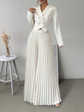 Top Set Long Sleeved Pleated Skirt - Norellé