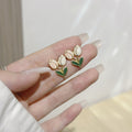 Silver Needle Fashion High-grade Diamond Enamel Earrings - Norellé