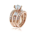 Creative Rectangular Zircon Three-piece Ring Set - Norellé