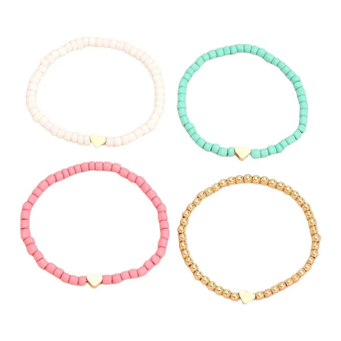 Bohemian Love Bead Four-piece Bracelet Simple Peach Heart Beaded Bracelet Bracelet - Norellé