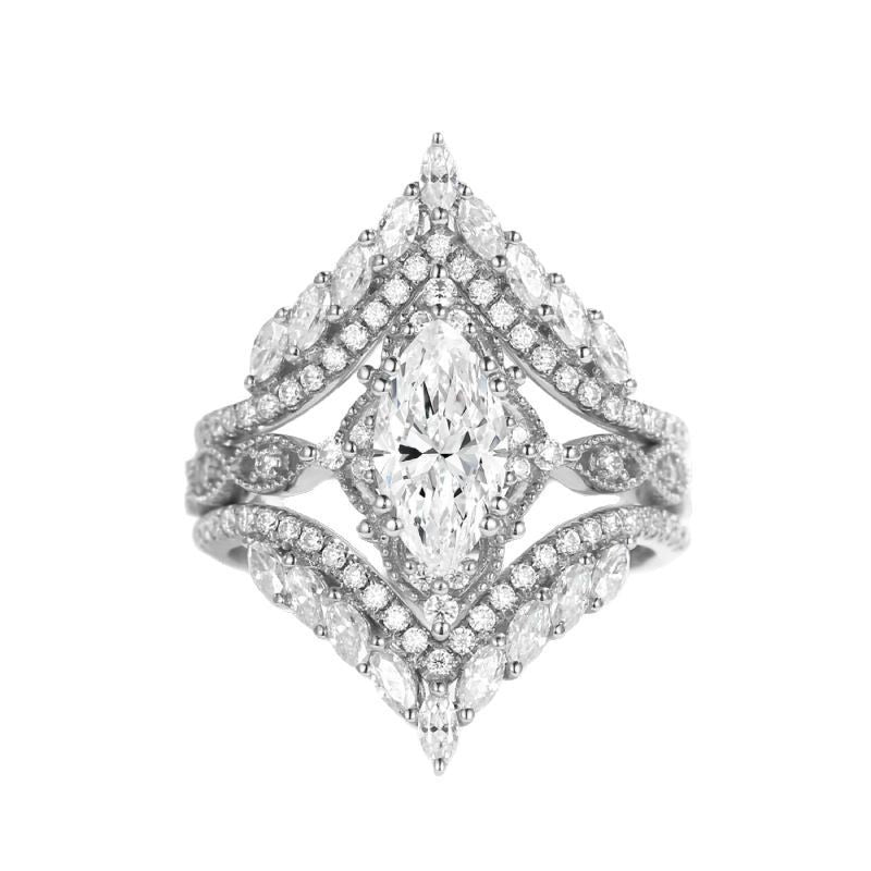 Crown Horse Eye Diamond Ring Set Copper Luxury - Norellé