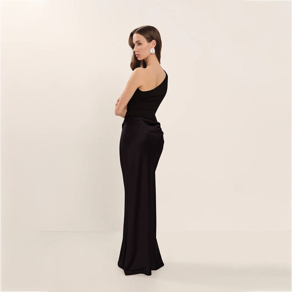 Satin Elegant Slim-fit One-shoulder Dress Sheath
