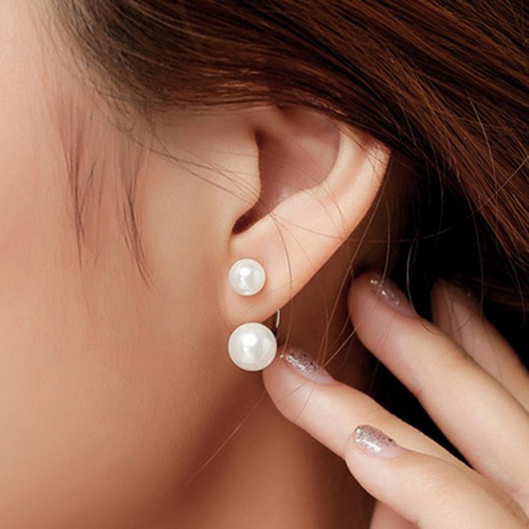 Double Shell Pearl Ear Studs - Norellé