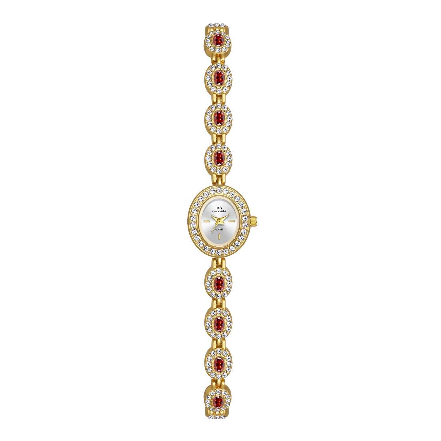 Mid-ancient Fashion Oval Colored Gems Rainbow Light Luxury Watch - Norellé