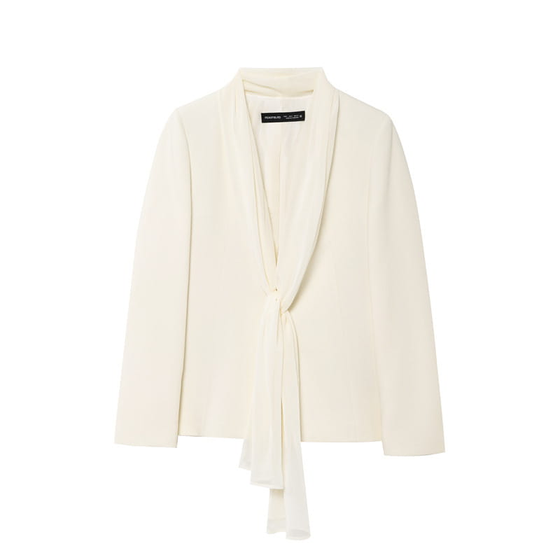 Thin Scarf Lapel Blazer Straight-leg Pants