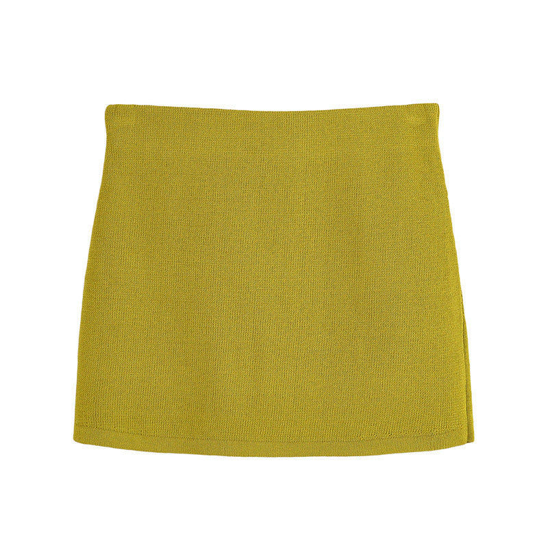 Golden Breasted Long Sleeve Knitted Coat Skirt Suit - Norellé