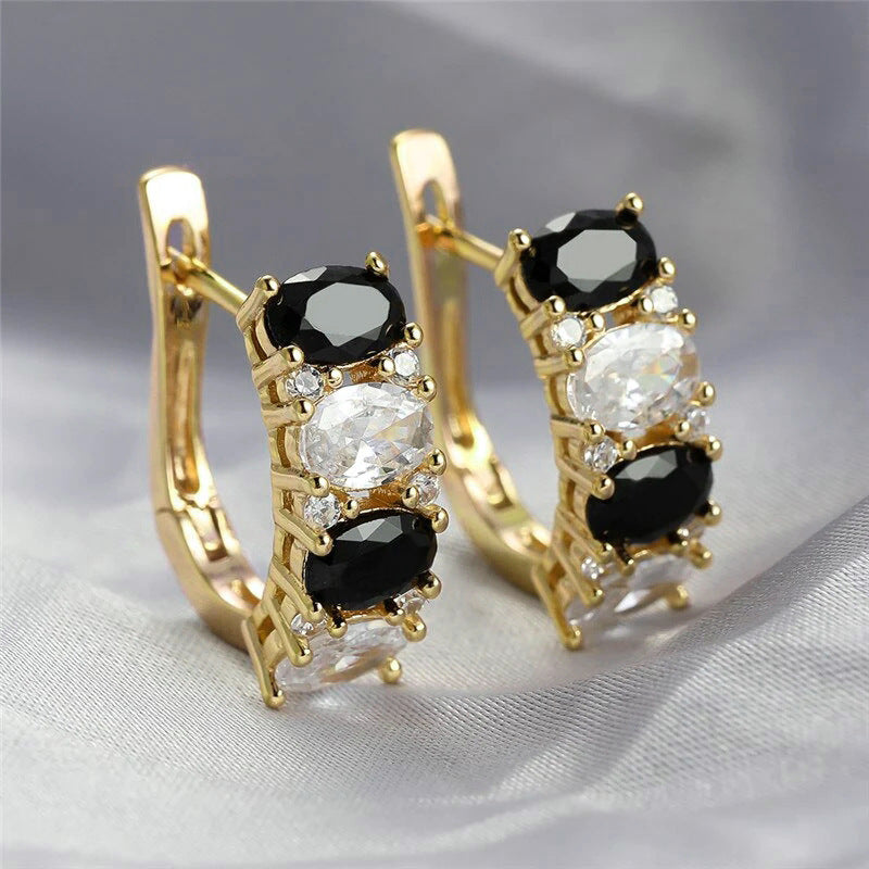 Fashion Personality Black Zircon Earrings For Women - Norellé