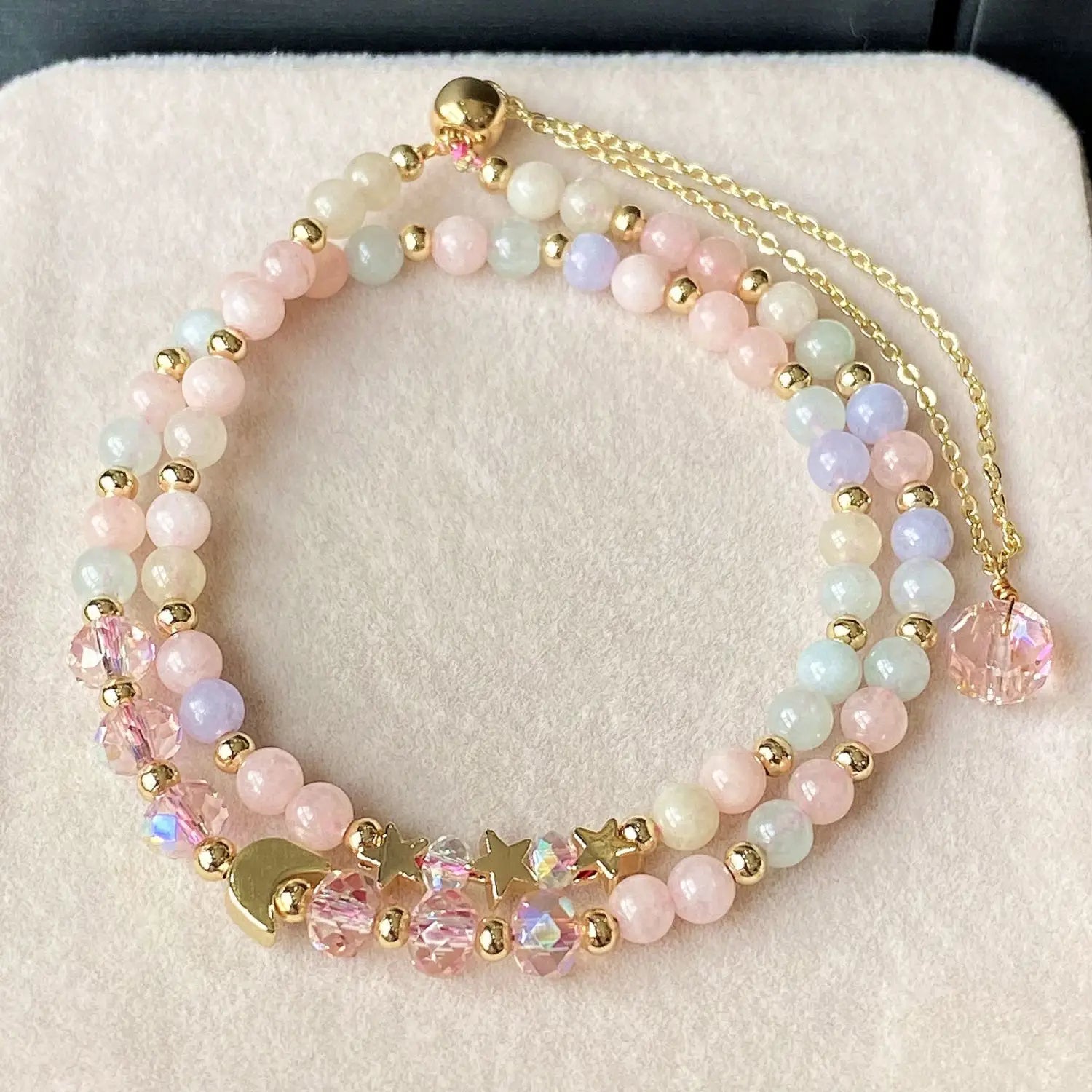 Multi Layer Bracelet With Morganite Chalcedony Matching