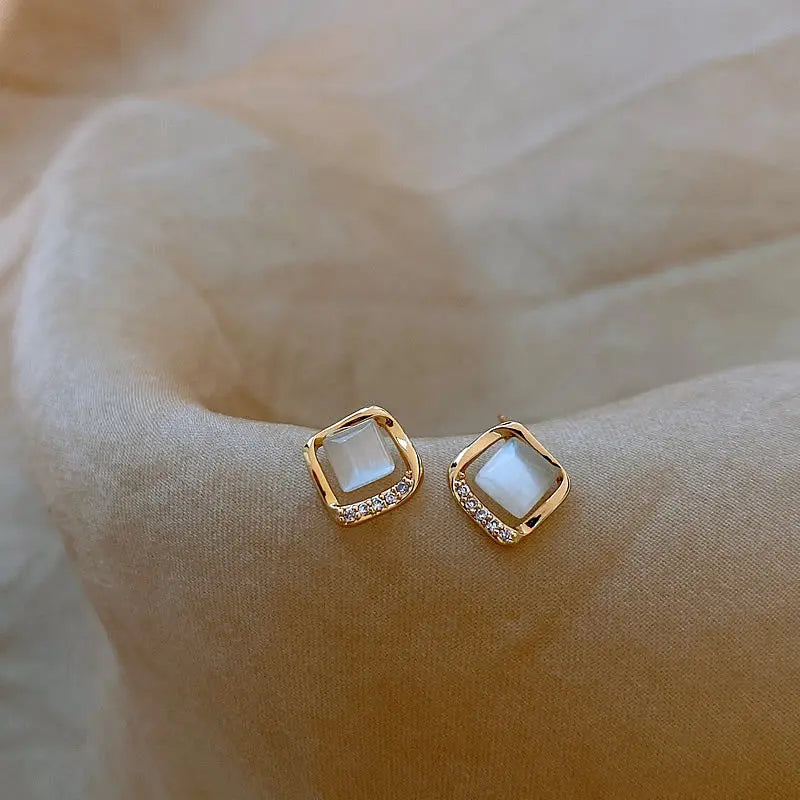 Small Square Ear Studs Light Luxury Minority Design Sense - Norellé