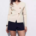 Women's Fashionable Asymmetric Button Coat - Norellé