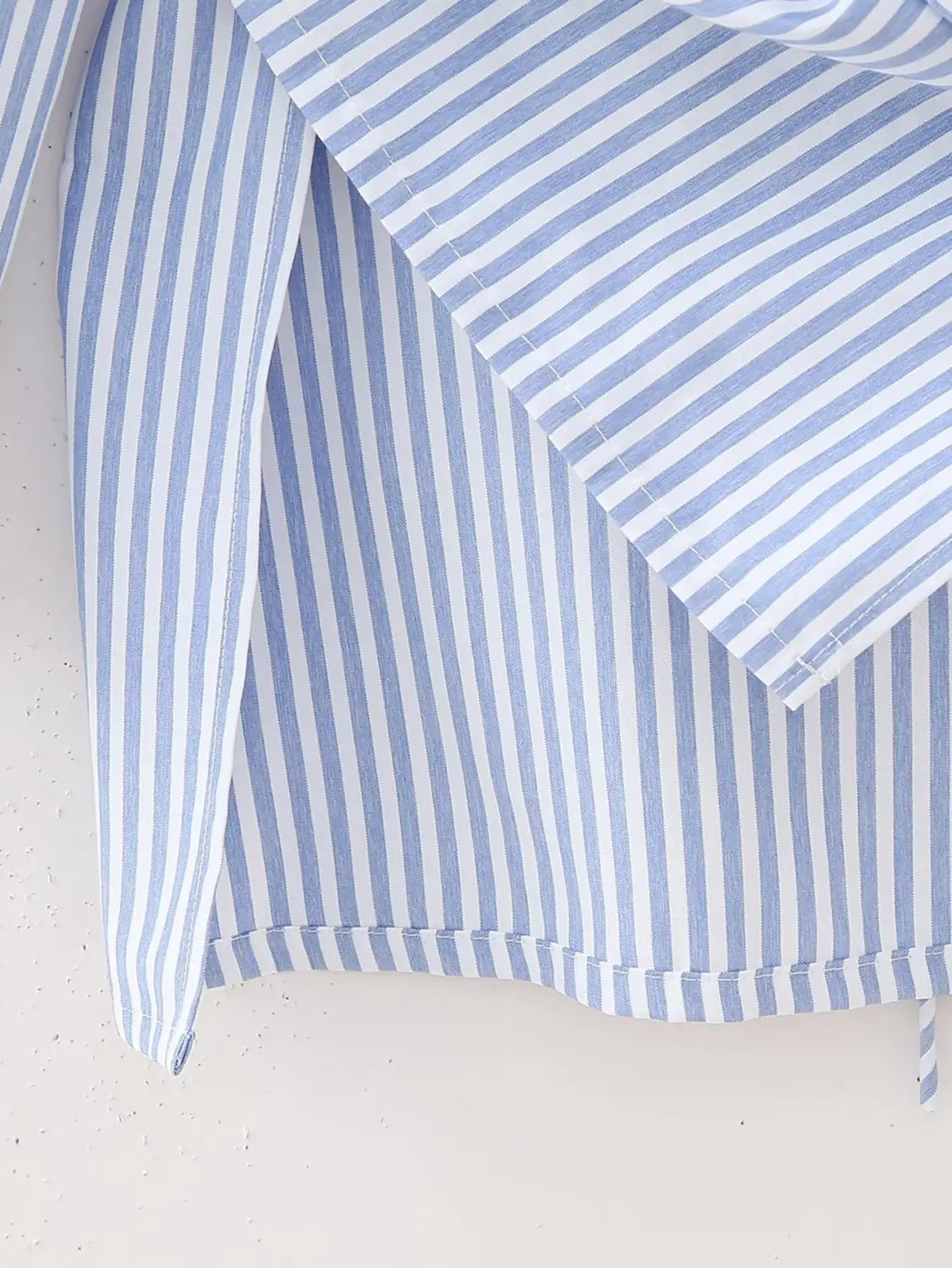 Loose Striped Lace-up Multi-color Long Sleeve Shirt