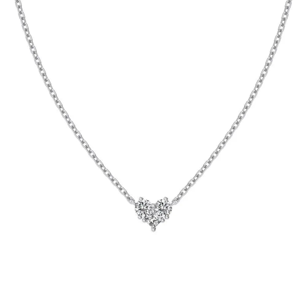 S925 Sterling Silver Necklace Women's Advanced Oval Water Foam 8A Heart-shaped Zircon Flower Horse Eye Clavicle Chain - Norellé