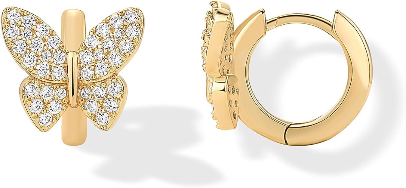 Fashion Copper Inlaid Zirconium Butterfly Ear Ring Niche - Norellé