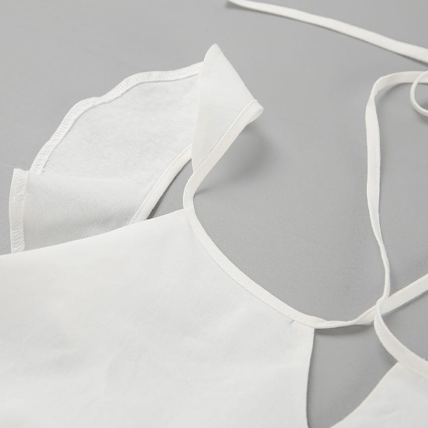 Cotton And Linen V-neck Backless Lace-up Top High Waist Casual Trousers Suit