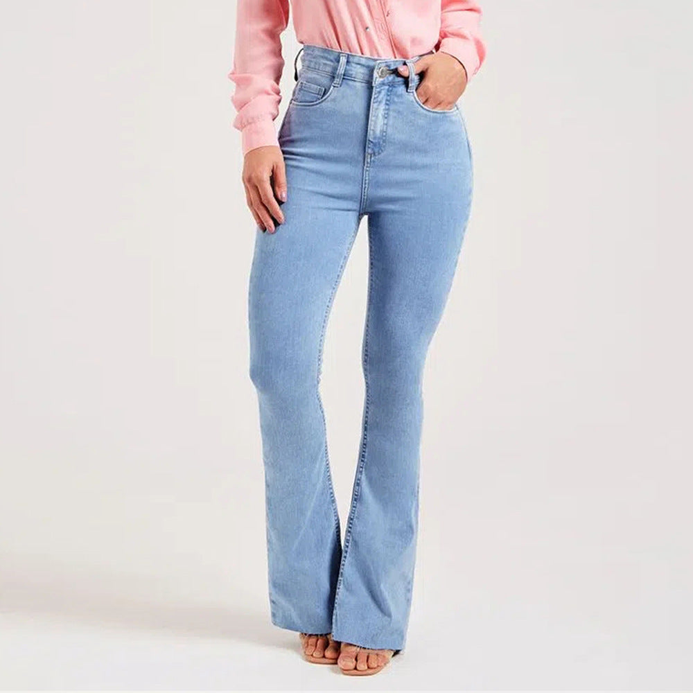 Slim Fit Stretch Fashion Light Color Bell-bottom Pants Women - Norellé