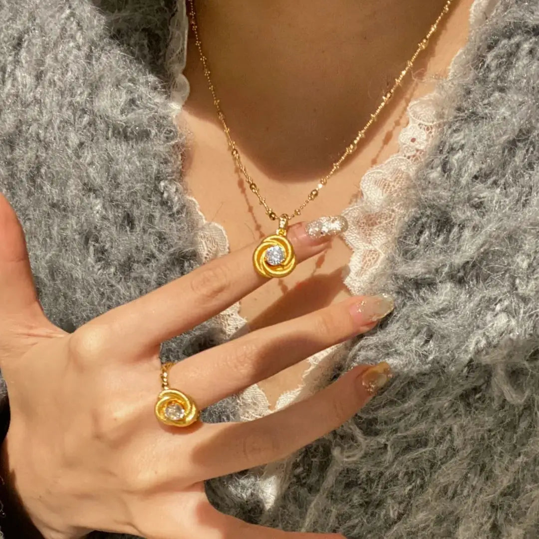 Romantic Eternal Love Mobius Brushed Rose Pendant