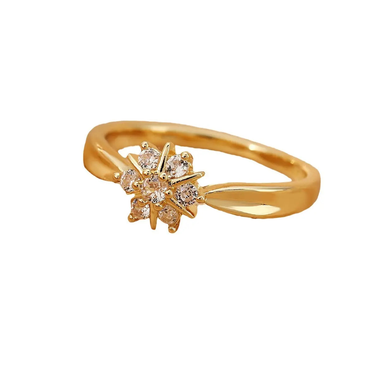 Flower Rhinestone-embedded Personalized Niche Design Shank Ring - Norellé
